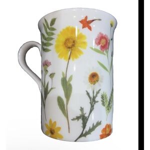Stechcol Gracie Bone China Floral Petal Tea Coffee Cylinder 10 Oz Cup Mug New